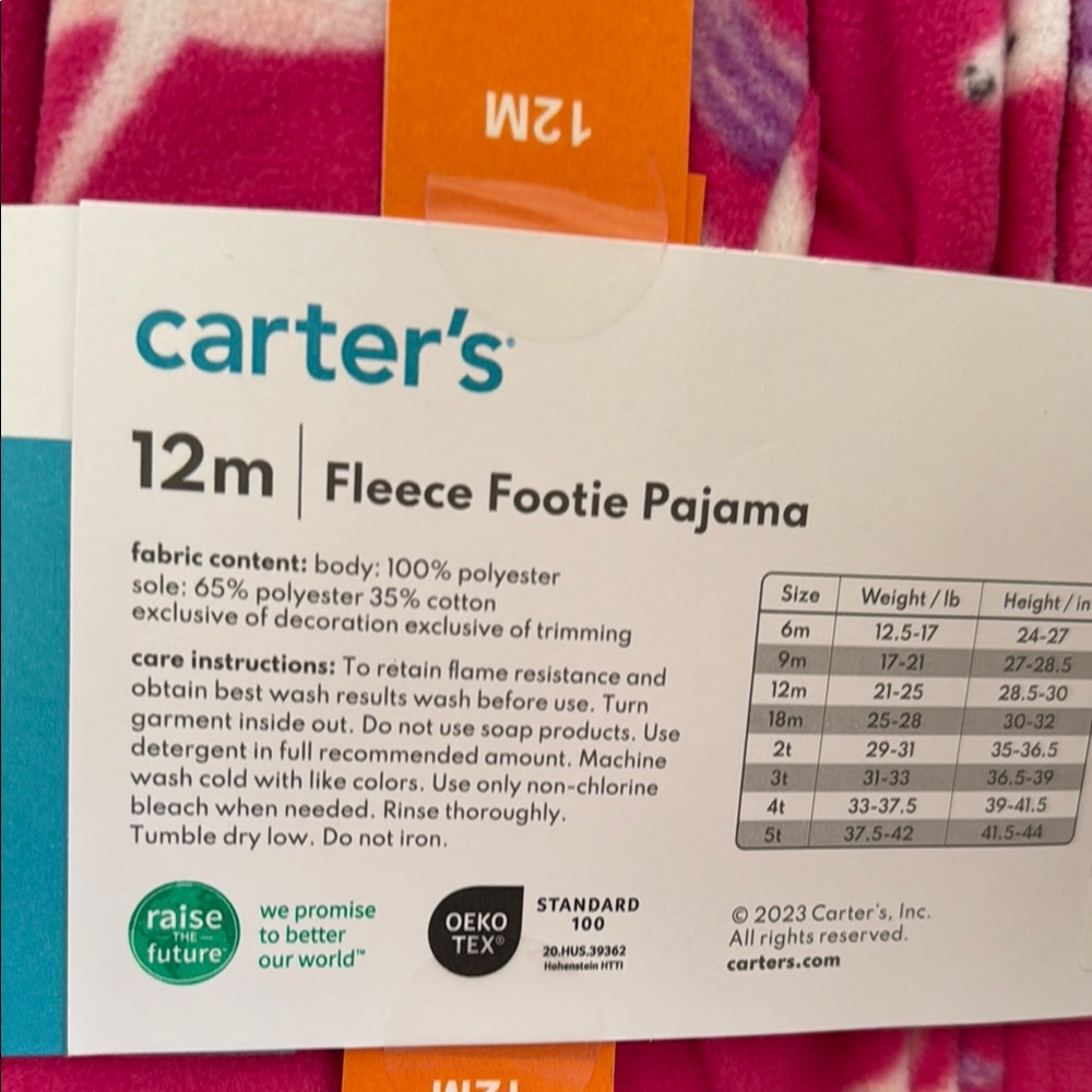 NWT Carter's Pink Fleece Footie Pajama - Picture 5 of 9